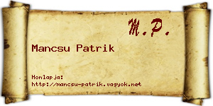 Mancsu Patrik névjegykártya